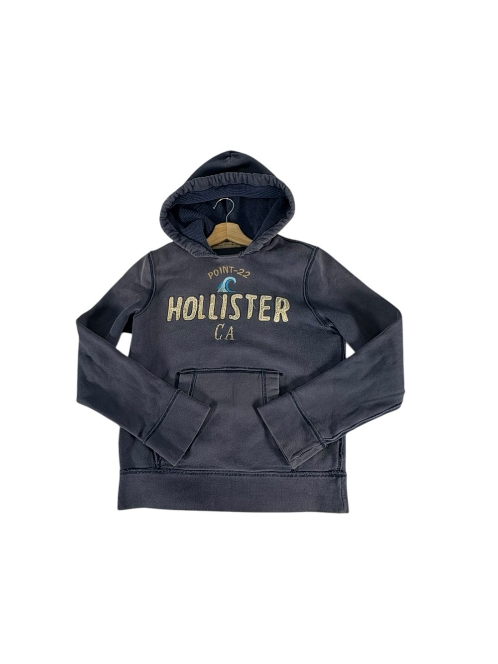 Vintage Y2K Hollister Point-22 Men’s S Distressed Navy Surf Hoodie